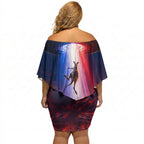Australia Koala And Kangaroo UFO Off Shoulder Short Dress Sci-Fi Galaxy Opera House And Uluru