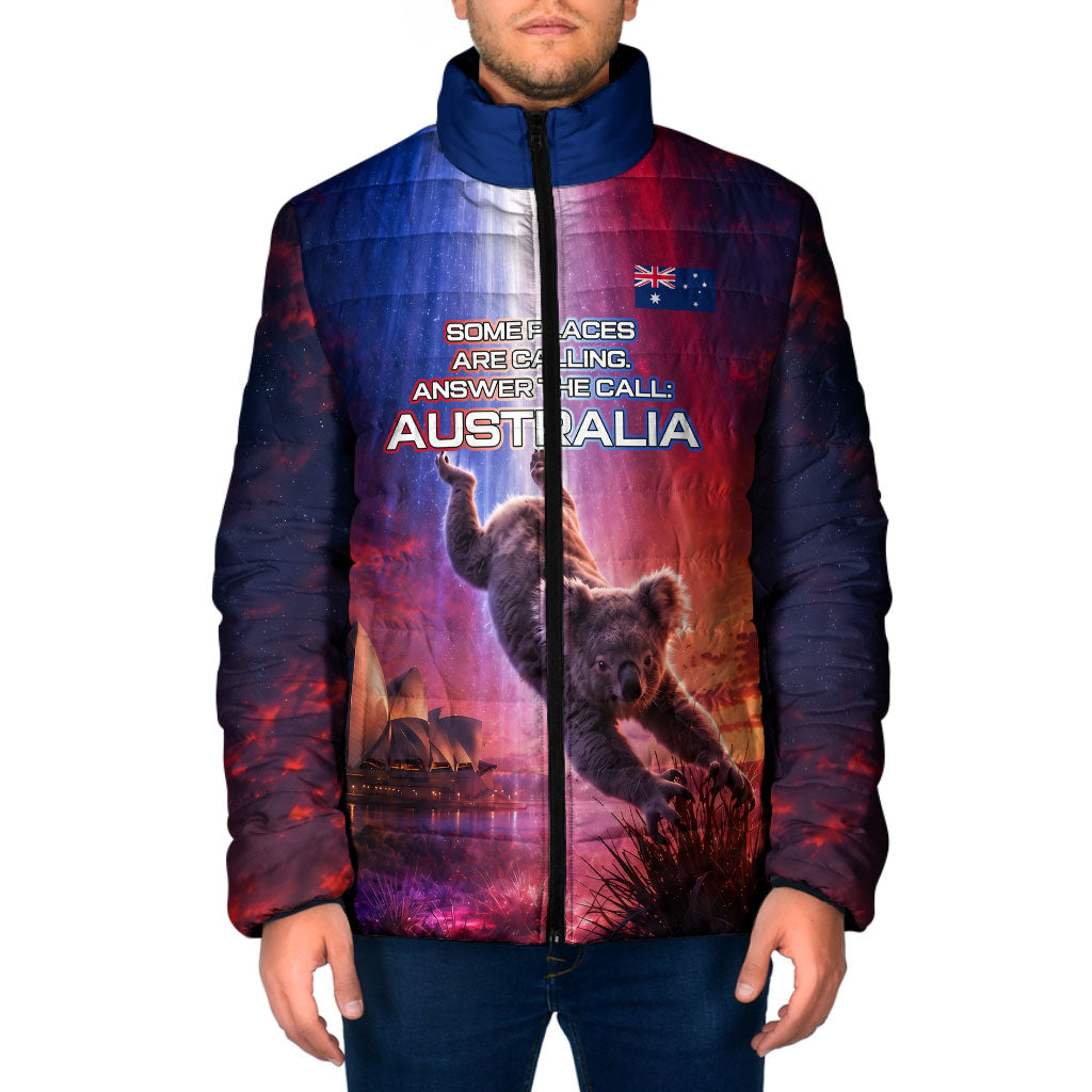 Australia Koala And Kangaroo UFO Padded Jacket Sci-Fi Galaxy Opera House And Uluru