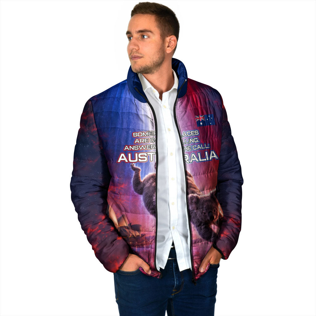 Australia Koala And Kangaroo UFO Padded Jacket Sci-Fi Galaxy Opera House And Uluru