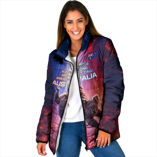 Australia Koala And Kangaroo UFO Padded Jacket Sci-Fi Galaxy Opera House And Uluru