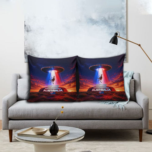 Australia Koala And Kangaroo UFO Pillow Cover Sci-Fi Galaxy Opera House And Uluru