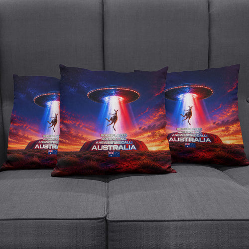 Australia Koala And Kangaroo UFO Pillow Cover Sci-Fi Galaxy Opera House And Uluru