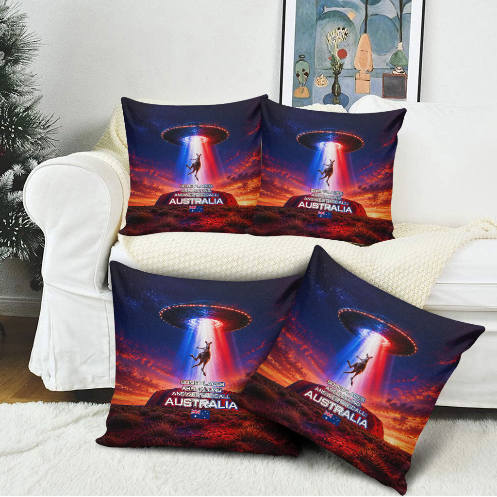 Australia Koala And Kangaroo UFO Pillow Cover Sci-Fi Galaxy Opera House And Uluru