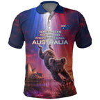 Australia Koala And Kangaroo UFO Polo Shirt Sci-Fi Galaxy Opera House And Uluru