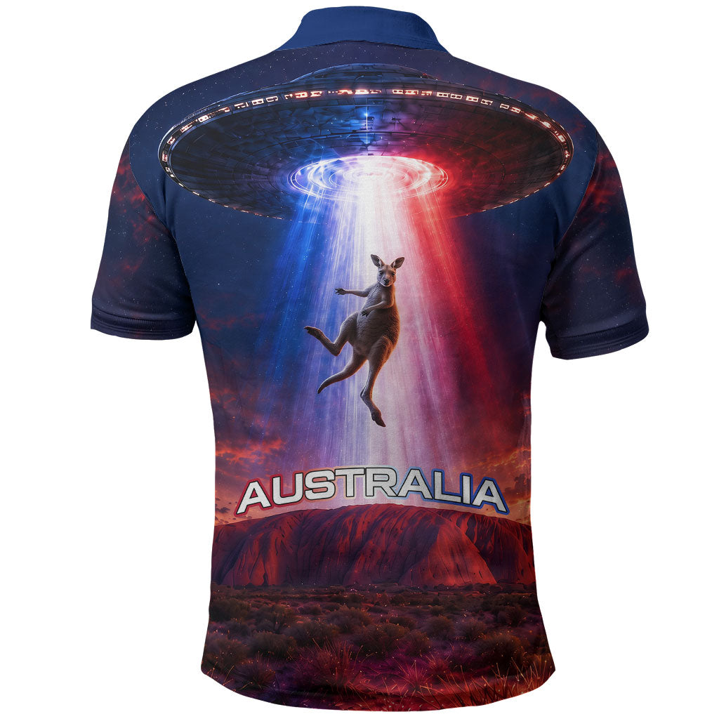 Australia Koala And Kangaroo UFO Polo Shirt Sci-Fi Galaxy Opera House And Uluru