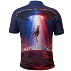 Australia Koala And Kangaroo UFO Polo Shirt Sci-Fi Galaxy Opera House And Uluru