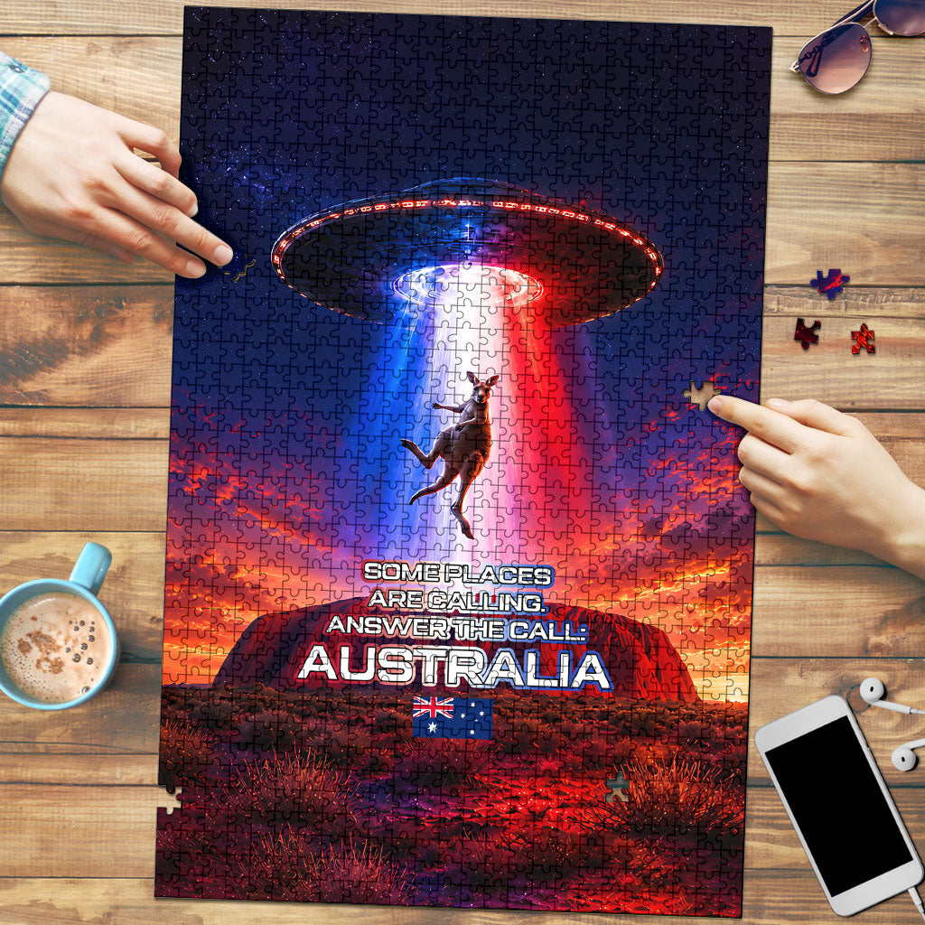 Australia Koala And Kangaroo UFO Puzzle Sci-Fi Galaxy Opera House And Uluru