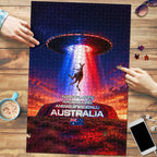 Australia Koala And Kangaroo UFO Puzzle Sci-Fi Galaxy Opera House And Uluru