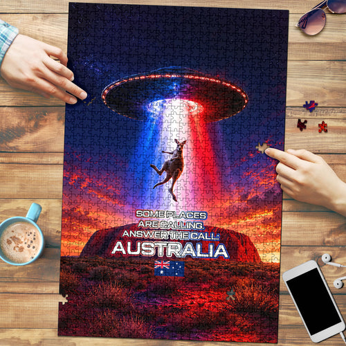 Australia Koala And Kangaroo UFO Puzzle Sci-Fi Galaxy Opera House And Uluru