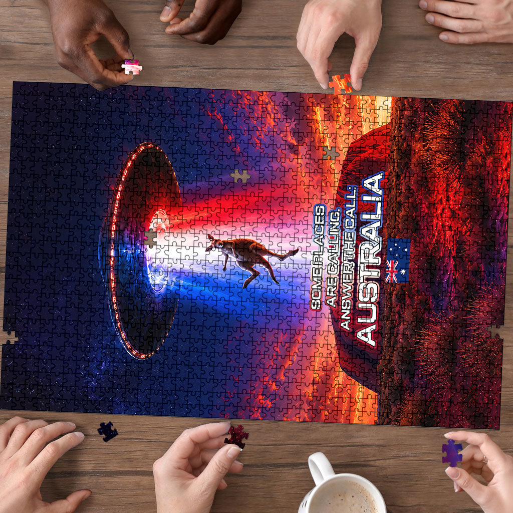 Australia Koala And Kangaroo UFO Puzzle Sci-Fi Galaxy Opera House And Uluru