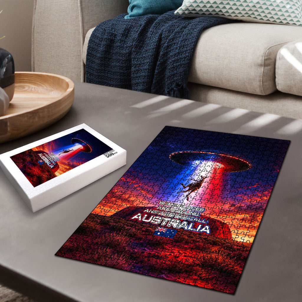 Australia Koala And Kangaroo UFO Puzzle Sci-Fi Galaxy Opera House And Uluru