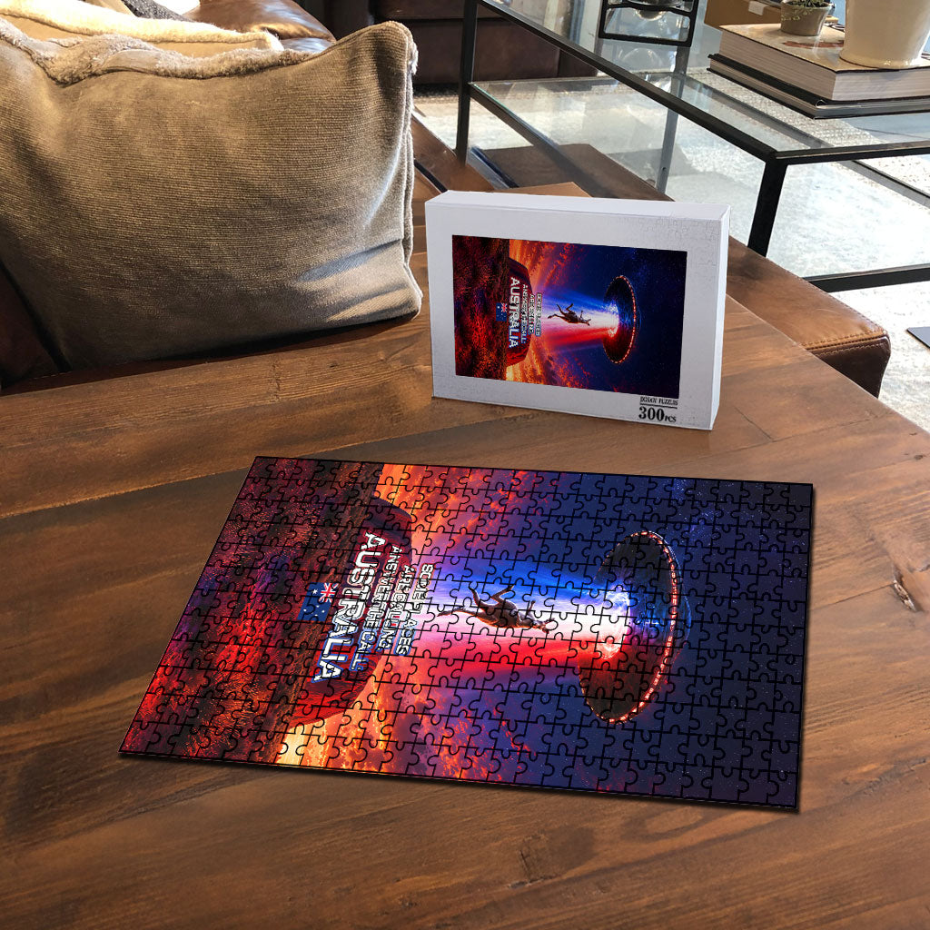 Australia Koala And Kangaroo UFO Puzzle Sci-Fi Galaxy Opera House And Uluru
