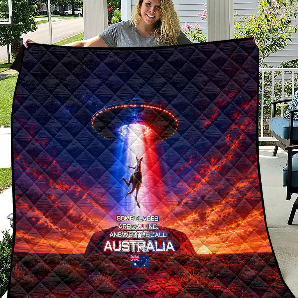 Australia Koala And Kangaroo UFO Quilt Sci-Fi Galaxy Opera House And Uluru
