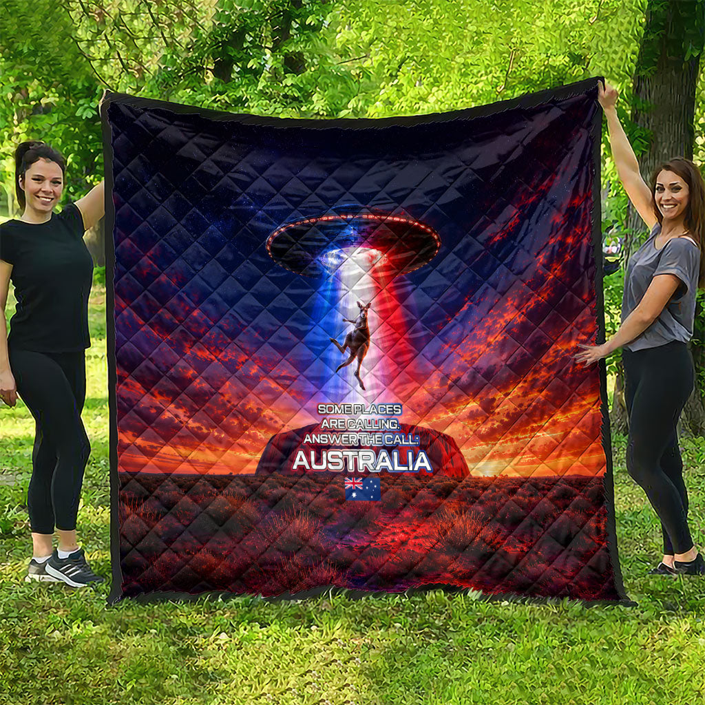 Australia Koala And Kangaroo UFO Quilt Sci-Fi Galaxy Opera House And Uluru