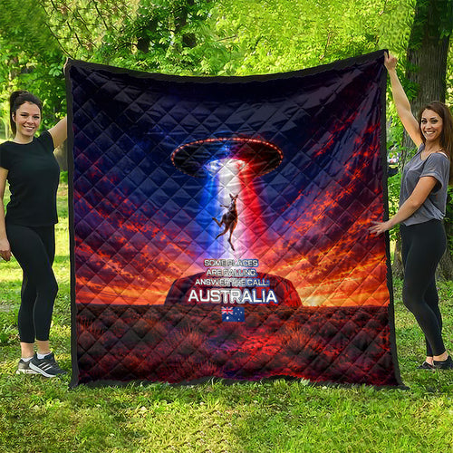 Australia Koala And Kangaroo UFO Quilt Sci-Fi Galaxy Opera House And Uluru
