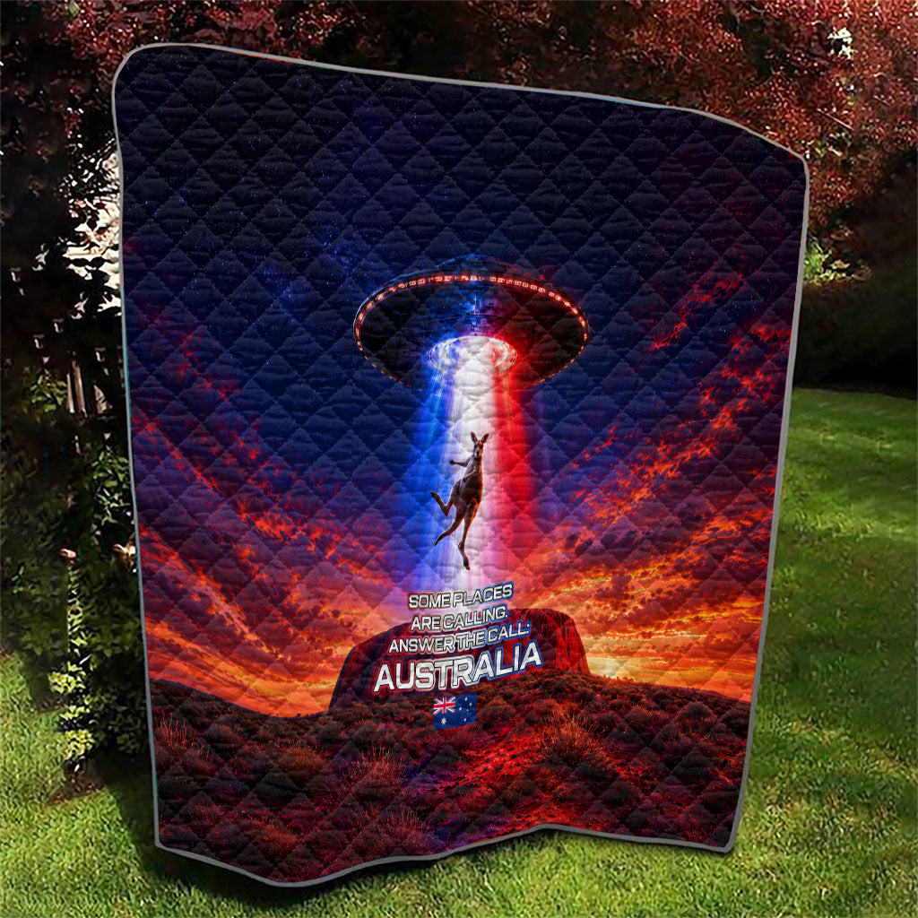 Australia Koala And Kangaroo UFO Quilt Sci-Fi Galaxy Opera House And Uluru