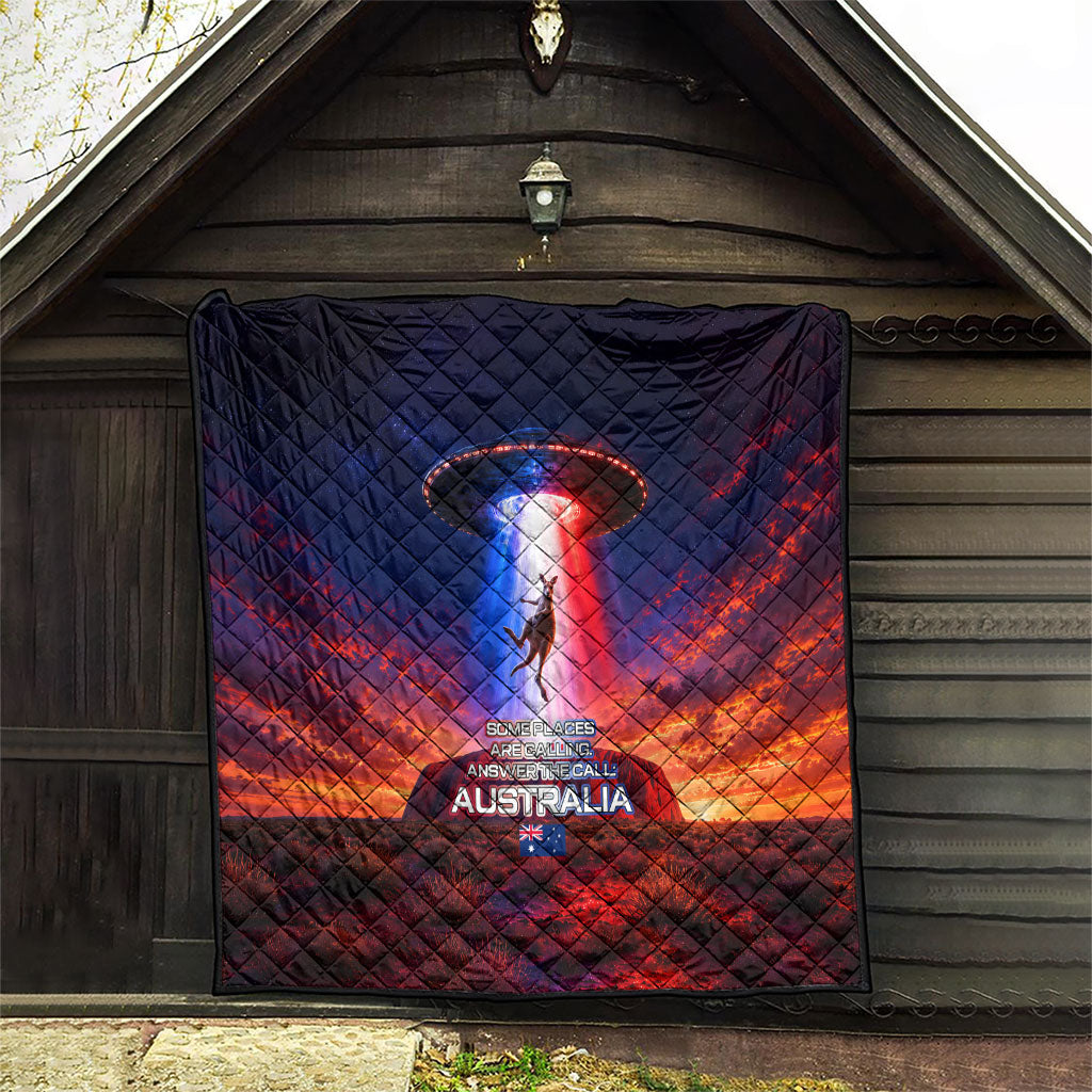 Australia Koala And Kangaroo UFO Quilt Sci-Fi Galaxy Opera House And Uluru