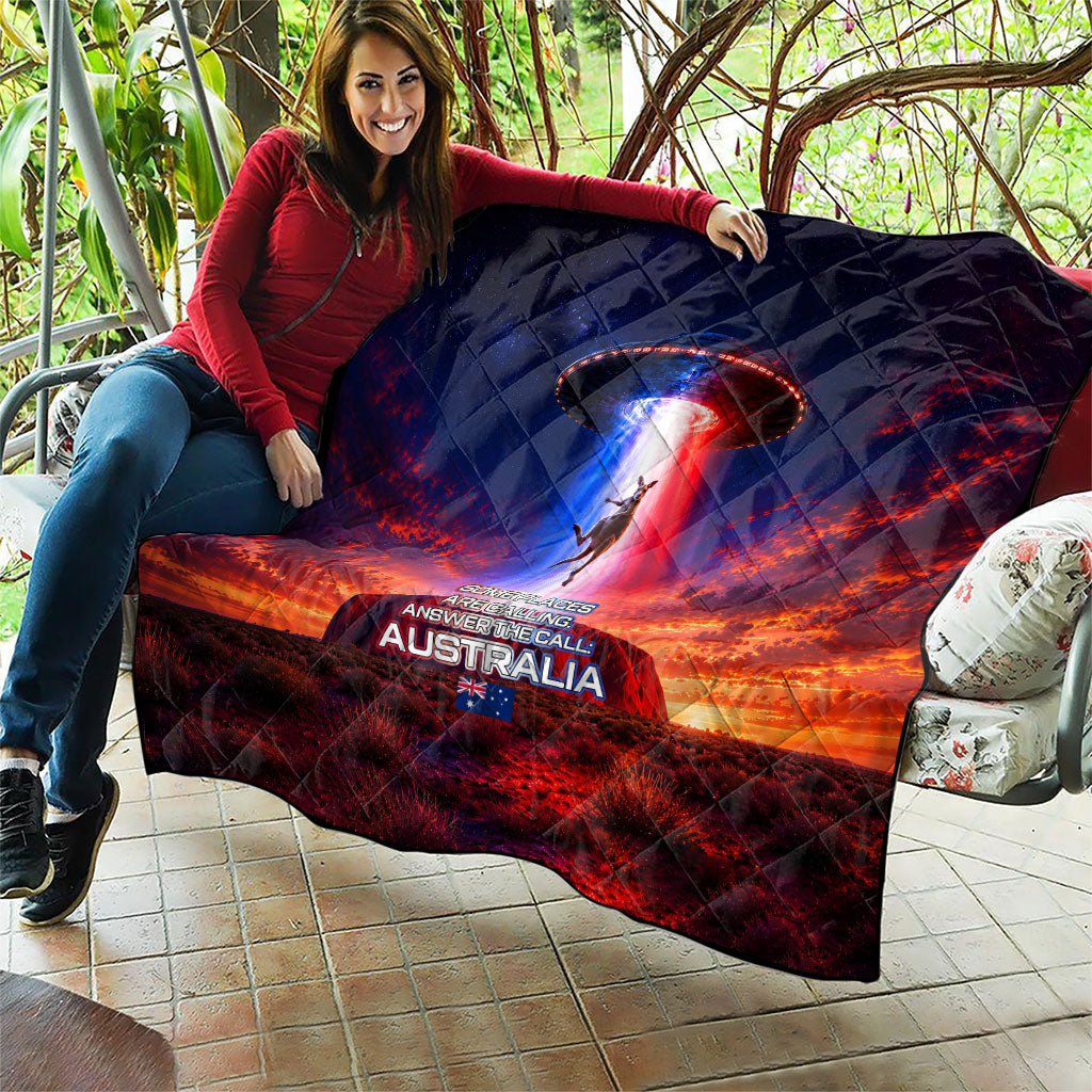 Australia Koala And Kangaroo UFO Quilt Sci-Fi Galaxy Opera House And Uluru