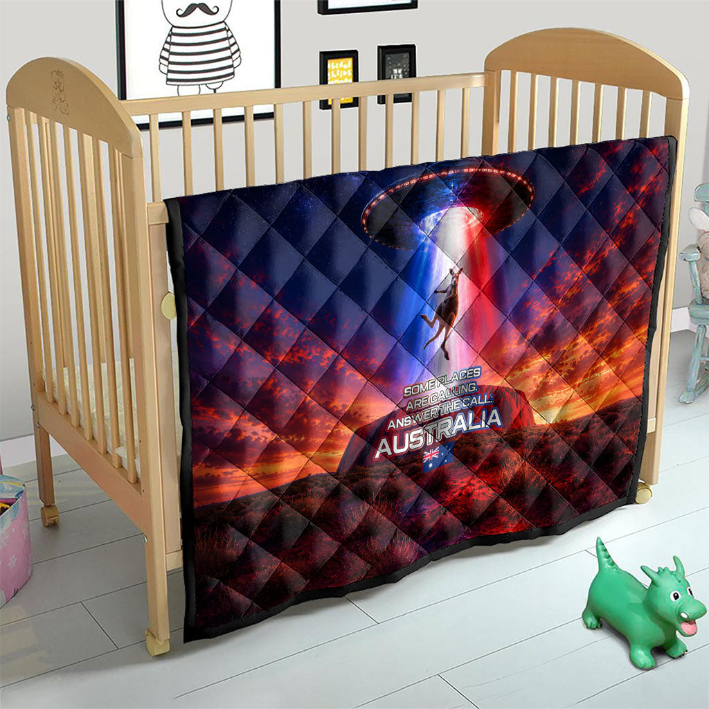 Australia Koala And Kangaroo UFO Quilt Sci-Fi Galaxy Opera House And Uluru