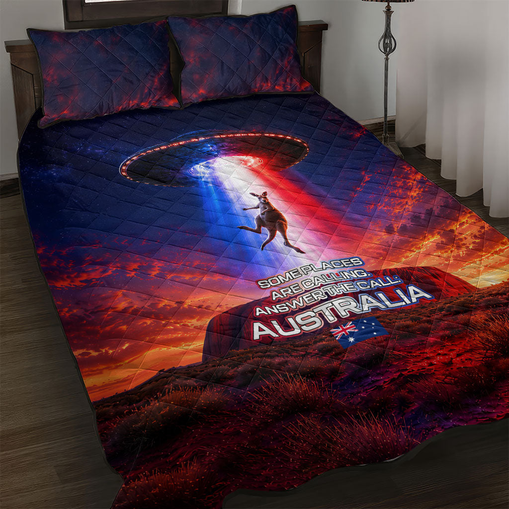Australia Koala And Kangaroo UFO Quilt Bed Set Sci-Fi Galaxy Opera House And Uluru