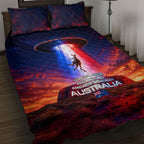 Australia Koala And Kangaroo UFO Quilt Bed Set Sci-Fi Galaxy Opera House And Uluru