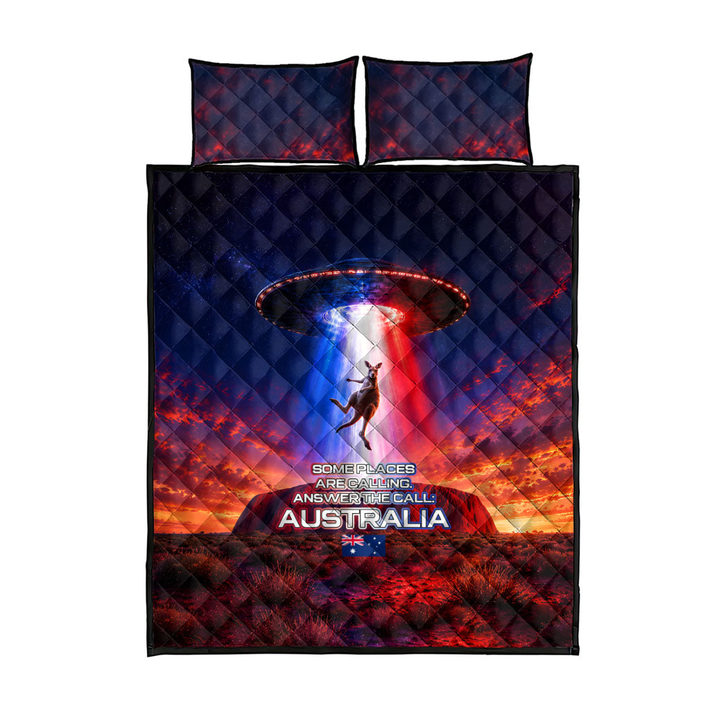 Australia Koala And Kangaroo UFO Quilt Bed Set Sci-Fi Galaxy Opera House And Uluru