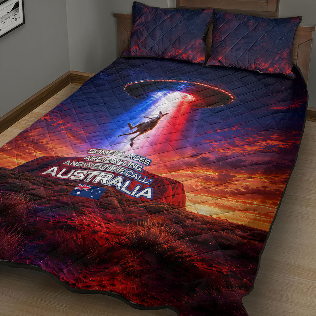 Australia Koala And Kangaroo UFO Quilt Bed Set Sci-Fi Galaxy Opera House And Uluru