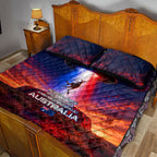 Australia Koala And Kangaroo UFO Quilt Bed Set Sci-Fi Galaxy Opera House And Uluru