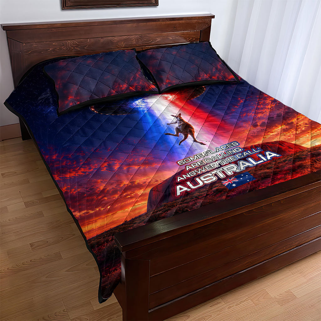 Australia Koala And Kangaroo UFO Quilt Bed Set Sci-Fi Galaxy Opera House And Uluru