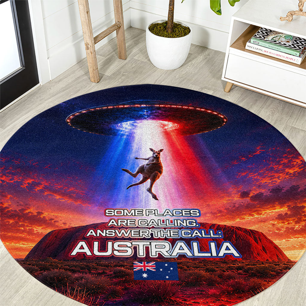 Australia Koala And Kangaroo UFO Round Carpet Sci-Fi Galaxy Opera House And Uluru
