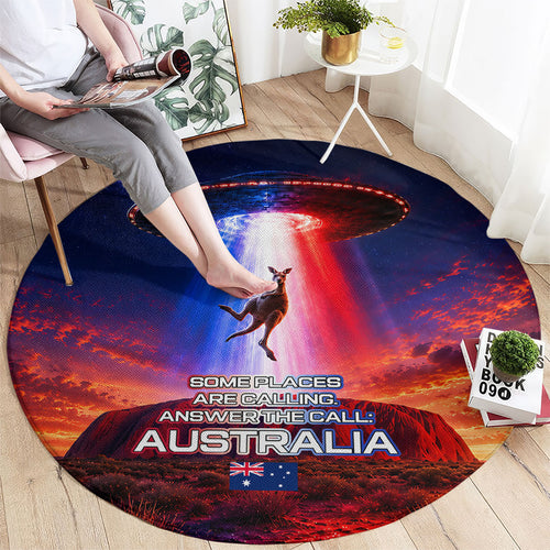Australia Koala And Kangaroo UFO Round Carpet Sci-Fi Galaxy Opera House And Uluru