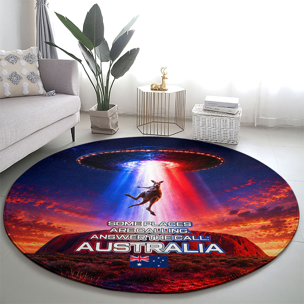 Australia Koala And Kangaroo UFO Round Carpet Sci-Fi Galaxy Opera House And Uluru