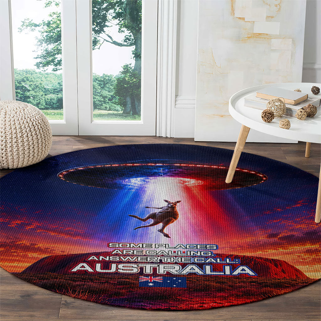 Australia Koala And Kangaroo UFO Round Carpet Sci-Fi Galaxy Opera House And Uluru