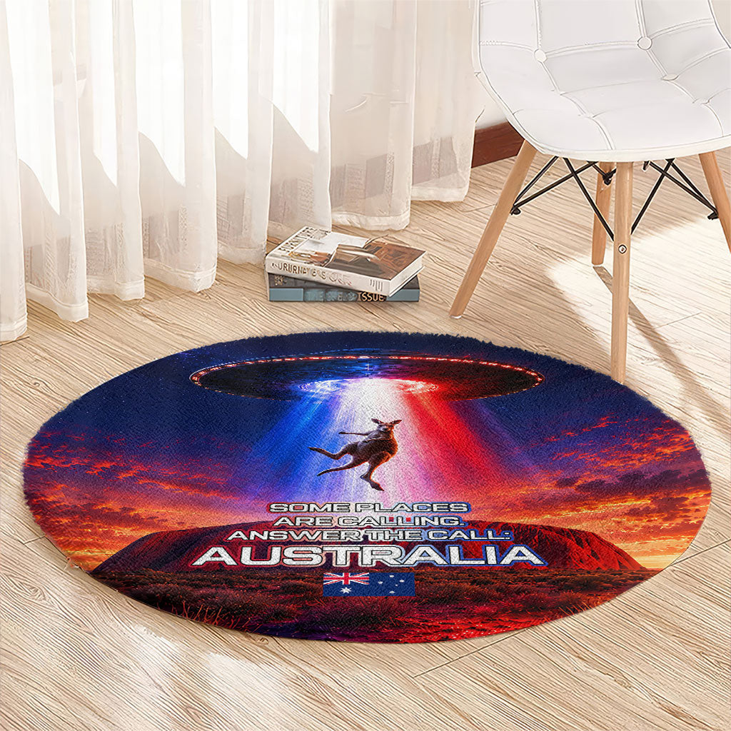 Australia Koala And Kangaroo UFO Round Carpet Sci-Fi Galaxy Opera House And Uluru
