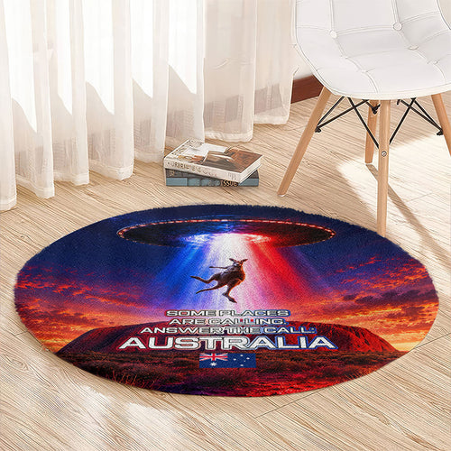 Australia Koala And Kangaroo UFO Round Carpet Sci-Fi Galaxy Opera House And Uluru