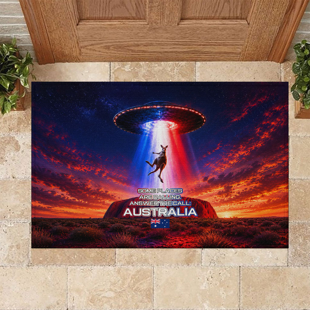 Australia Koala And Kangaroo UFO Rubber Doormat Sci-Fi Galaxy Opera House And Uluru