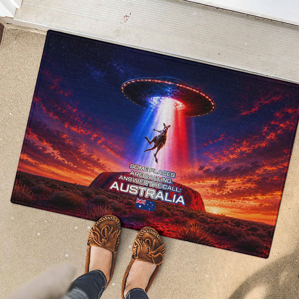 Australia Koala And Kangaroo UFO Rubber Doormat Sci-Fi Galaxy Opera House And Uluru