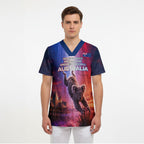 Australia Koala And Kangaroo UFO Scrub Top Sci-Fi Galaxy Opera House And Uluru