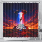 Australia Koala And Kangaroo UFO Shower Curtain Sci-Fi Galaxy Opera House And Uluru