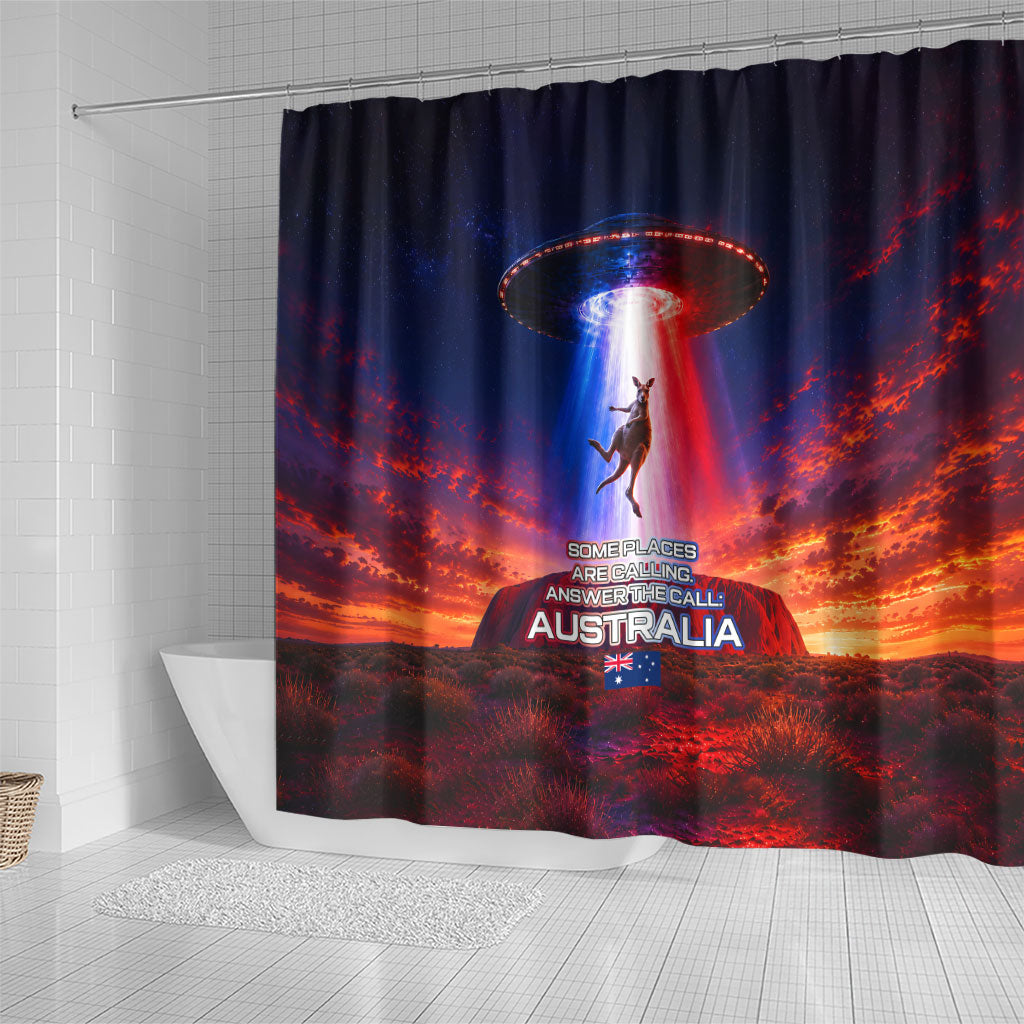Australia Koala And Kangaroo UFO Shower Curtain Sci-Fi Galaxy Opera House And Uluru