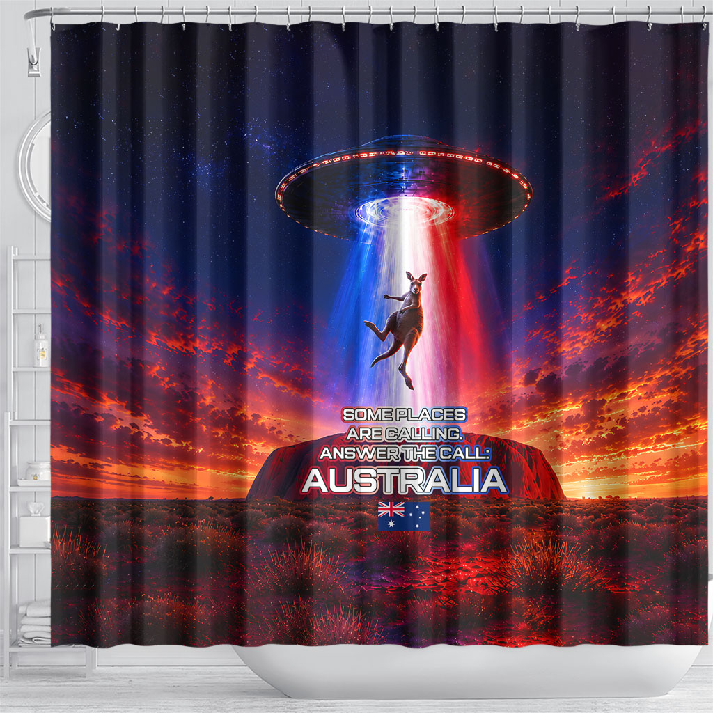 Australia Koala And Kangaroo UFO Shower Curtain Sci-Fi Galaxy Opera House And Uluru