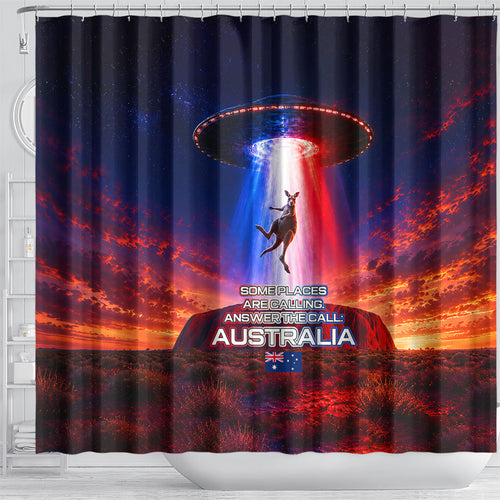 Australia Koala And Kangaroo UFO Shower Curtain Sci-Fi Galaxy Opera House And Uluru