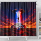 Australia Koala And Kangaroo UFO Shower Curtain Sci-Fi Galaxy Opera House And Uluru