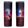 Australia Koala And Kangaroo UFO Skinny Tumbler Sci-Fi Galaxy Opera House And Uluru