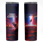Australia Koala And Kangaroo UFO Skinny Tumbler Sci-Fi Galaxy Opera House And Uluru