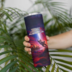 Australia Koala And Kangaroo UFO Skinny Tumbler Sci-Fi Galaxy Opera House And Uluru