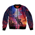 Australia Koala And Kangaroo UFO Sleeve Zip Bomber Jacket Sci-Fi Galaxy Opera House And Uluru