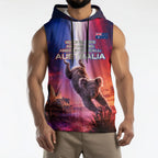Australia Koala And Kangaroo UFO Sleeveless Hoodie Sci-Fi Galaxy Opera House And Uluru