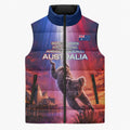 Australia Koala And Kangaroo UFO Sleeveless Puffer Jacket Sci-Fi Galaxy Opera House And Uluru