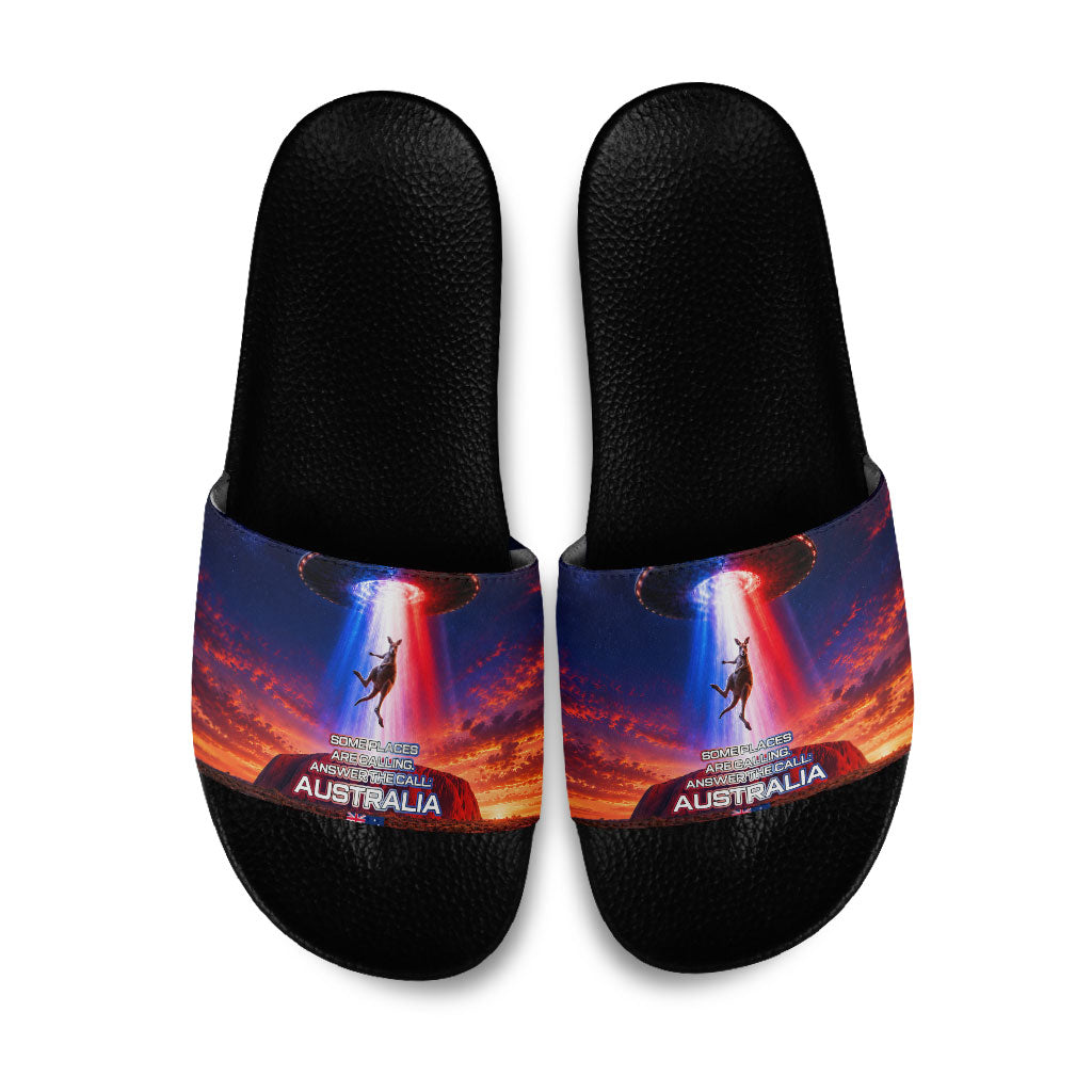 Australia Koala And Kangaroo UFO Slide Sandals Sci-Fi Galaxy Opera House And Uluru